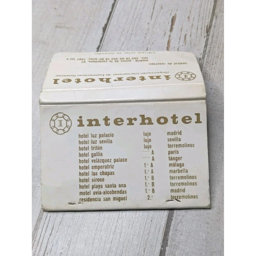 Vintage Matchbook Cover Hotel Luz Palacio Madrid‎ Interhotel 40 strike